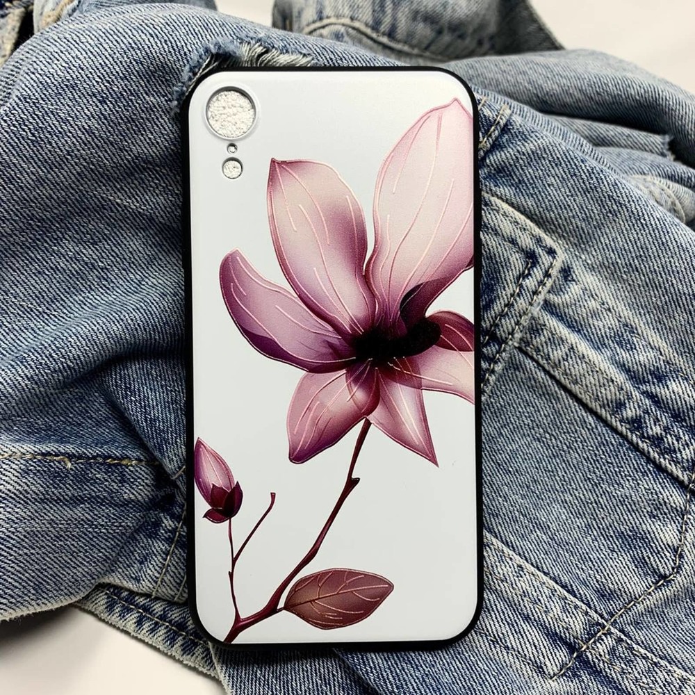 iPhone 6s Case NEW White Purple Floral Print Silicone Matte Cover